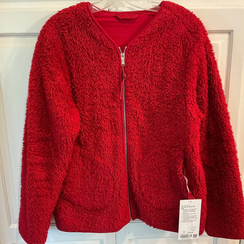NWT Lululemon Oh so Sherpa full Zip, size 8 Red (CROSS POSTED)